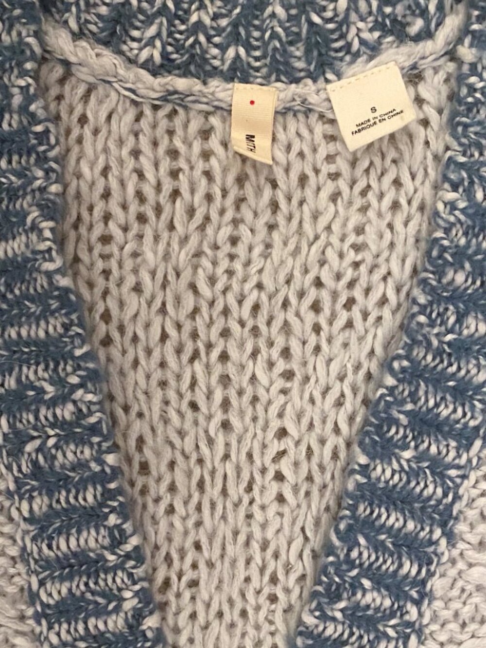 Moth Anthropologie Blue & Gray Long Duster Cardigan Size S Cozy Coastal Grandma - Picture 3 of 6